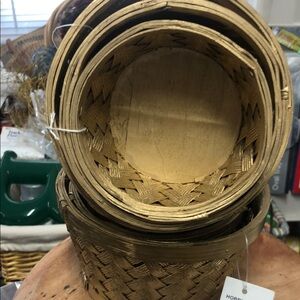 Woven Decorative Round Basket - gold